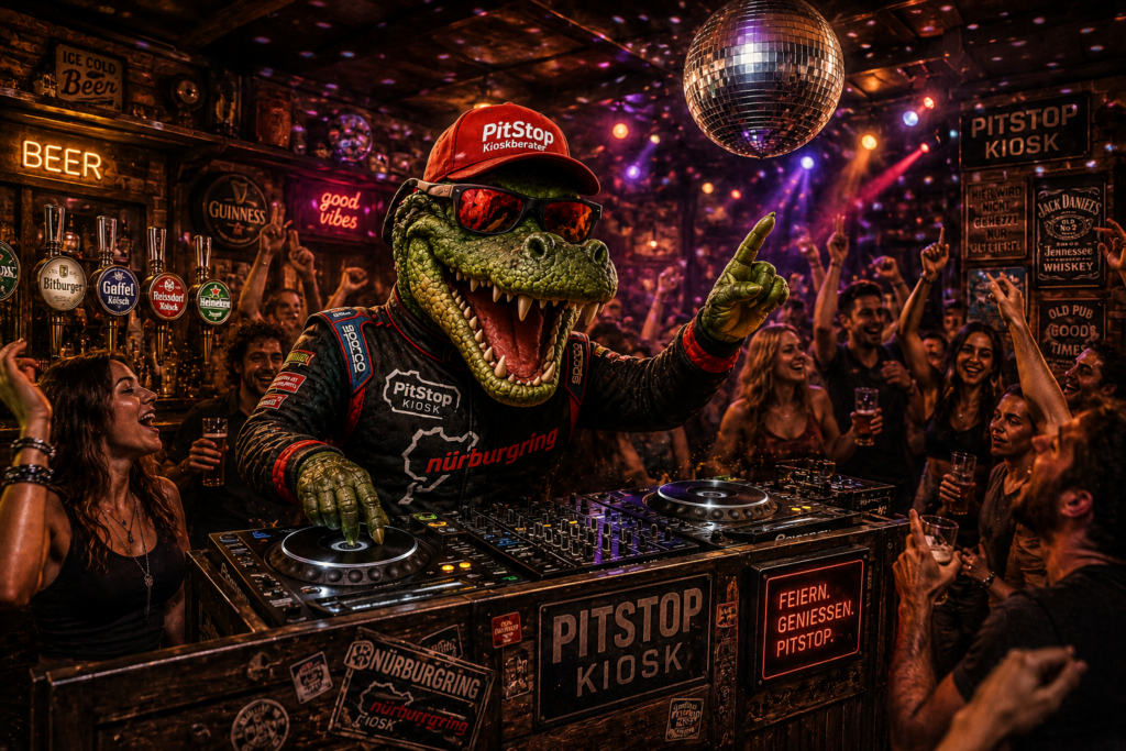 Dr. Crock feiert mit Gästen im PitStop Club